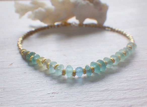 ☆再販☆Sea Roman Glass Bracelet *14kgf* 5枚目の画像