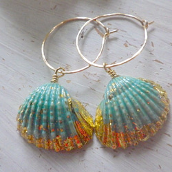 14Kgf Gold Dipped Shell Hoop Earrings 5枚目の画像