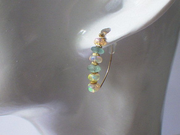 Opal & Romanglass キャタピラーピアス 14Kgf 1枚目の画像