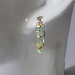 Opal & Romanglass キャタピラーピアス 14Kgf 2枚目の画像