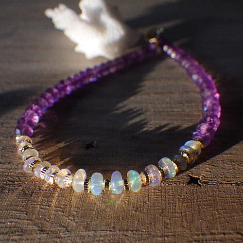 オパールとアメジスト Bracelet *14kgf* プレシャスオパール