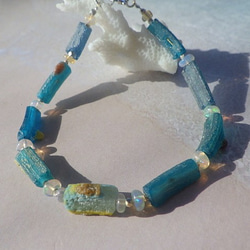 ローマングラス*オパール*Roman-glass&Opal Ocean Bracelet *sv925* 2枚目の画像