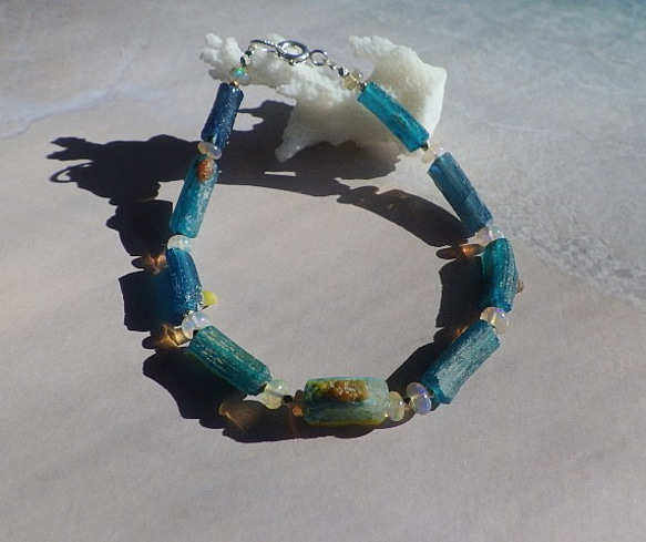 ローマングラス*オパール*Roman-glass&Opal Ocean Bracelet *sv925* 3枚目の画像