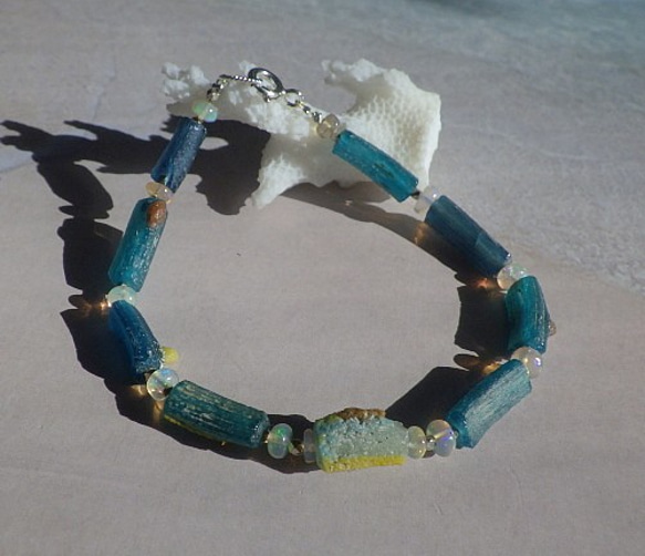 ローマングラス*オパール*Roman-glass&Opal Ocean Bracelet *sv925* 4枚目の画像