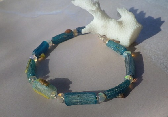 ローマングラス*オパール*Roman-glass&Opal Ocean Bracelet *sv925* 7枚目の画像