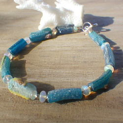 ローマングラス*オパール*Roman-glass&Opal Ocean Bracelet *sv925* 8枚目の画像