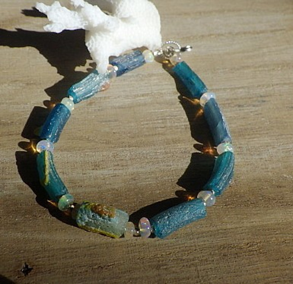 ローマングラス*オパール*Roman-glass&Opal Ocean Bracelet *sv925* 10枚目の画像