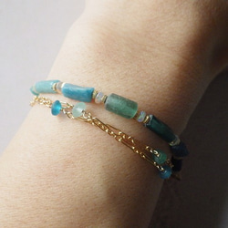 4WAY! 海色ローマングラス　Ocean Romanglass Bracelet&Necklace  *14kgf* 9枚目の画像