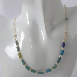 4WAY! 海色ローマングラス　Ocean Romanglass Bracelet&Necklace  *14kgf* 10枚目の画像