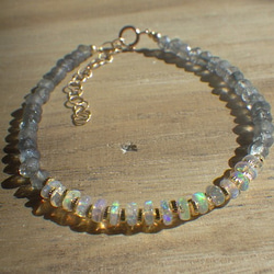 *14kgf*Opal Gem Bracelet オパールとアイオライトのブレスレット 2枚目の画像