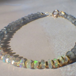 *14kgf*Opal Gem Bracelet オパールとアイオライトのブレスレット 3枚目の画像