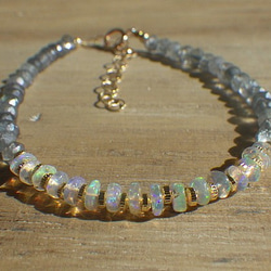 *14kgf*Opal Gem Bracelet オパールとアイオライトのブレスレット 5枚目の画像