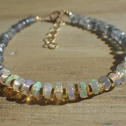 *14kgf*Opal Gem Bracelet オパールとアイオライトのブレスレット 6枚目の画像