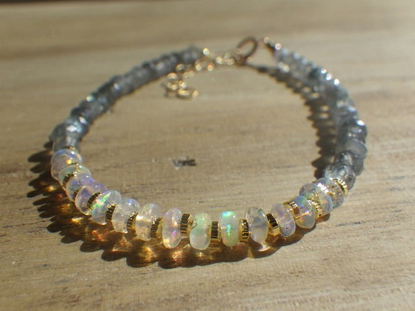 *14kgf*Opal Gem Bracelet オパールとアイオライトのブレスレット 7枚目の画像