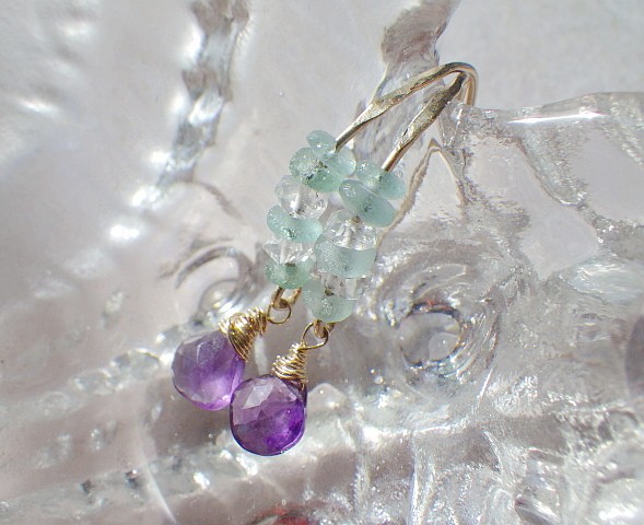 ☆2月誕生石☆*14kgf*Amethyst Romanglass Earrings