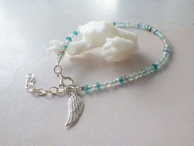 SALE20%OFF!*sv925*Ocean Romanglass Bracelet with Angel Wing