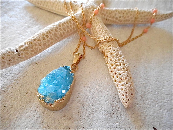 Druzy Ocean Necklace--blue 4枚目の画像