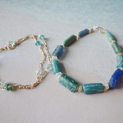 ☆再販☆4WAY! 海色ローマングラスとオパール　Ocean Bracelet&Necklace *14kg 3枚目の画像