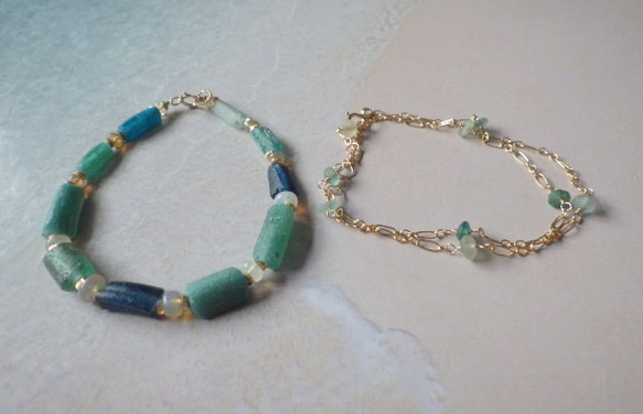 ☆再販☆4WAY! 海色ローマングラスとオパール　Ocean Bracelet&Necklace *14kg 6枚目の画像