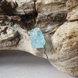 Rough Aquamarine Ring ラフロック アクアマリン原石のシルバーリング/sv925 6枚目の画像