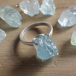 Rough Aquamarine Ring ラフロック アクアマリン原石のシルバーリング/sv925 8枚目の画像