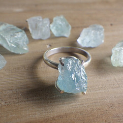 Rough Aquamarine Ring ラフロック アクアマリン原石のシルバーリング/sv925 9枚目の画像