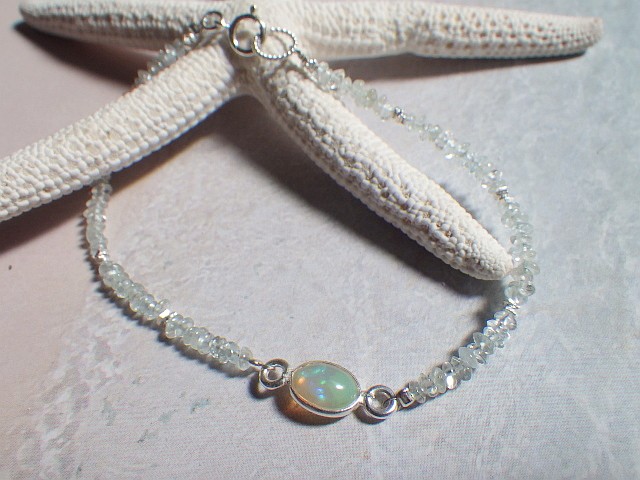 ☆10月誕生石☆幸運の石☆オパールOpal＆Aquamarine Bracelet*sv925*