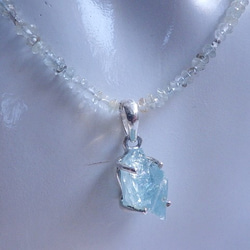 ☆Rough Aquamarine ラフロック アクアマリンのネックレス/sv925 10枚目の画像