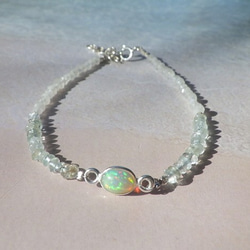 *sv925*Opal＆Aquamarine Bracelet幸運の石☆オパール 1枚目の画像