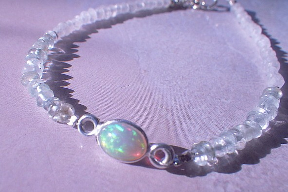 *sv925*Opal＆Aquamarine Bracelet幸運の石☆オパール 2枚目の画像