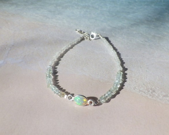 *sv925*Opal＆Aquamarine Bracelet幸運の石☆オパール 3枚目の画像