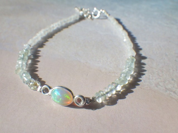 *sv925*Opal＆Aquamarine Bracelet幸運の石☆オパール 4枚目の画像
