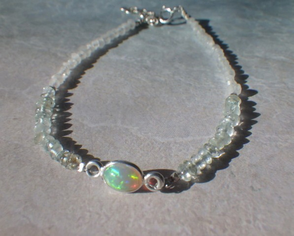 *sv925*Opal＆Aquamarine Bracelet幸運の石☆オパール 6枚目の画像