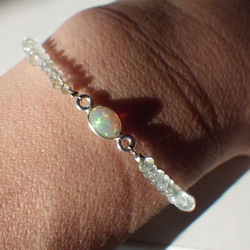 *sv925*Opal＆Aquamarine Bracelet幸運の石☆オパール 10枚目の画像