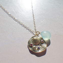 *14kgf*Ocean Coin Necklace カルセドニー 5枚目の画像