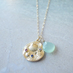 *14kgf*Ocean Coin Necklace カルセドニー 7枚目の画像