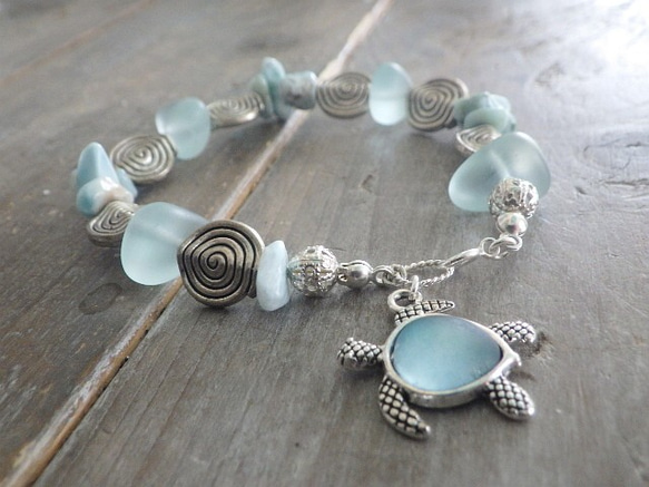 *sv925*Honu seaglass bracelet<save honu> 8枚目の画像