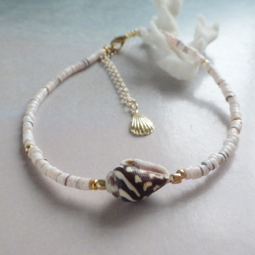tiny shell seashell anklet ハワイアンアンクレット*ピンク