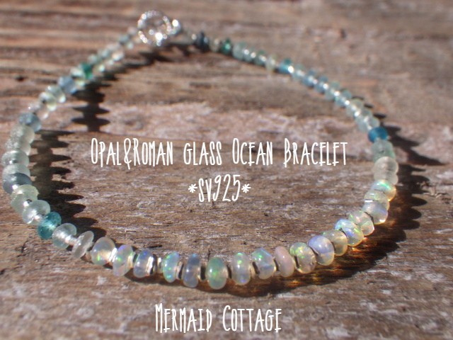 *sv925*Opal& Romanglass Ocean Bracelet