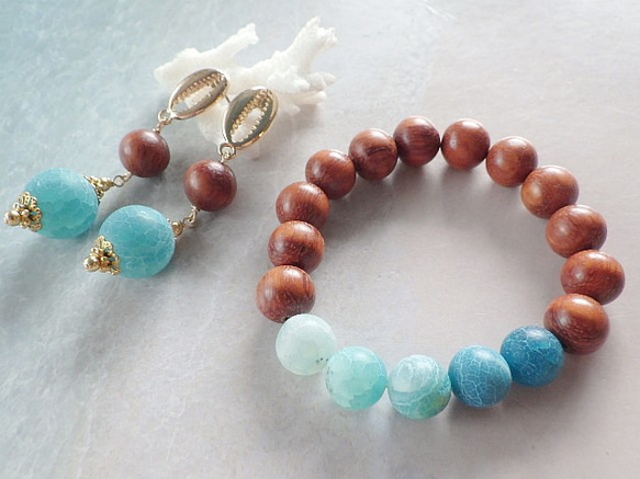 Blue Hawaii Bracelet&Earrings☆セット 2枚目の画像