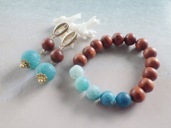 Blue Hawaii Bracelet&Earrings☆セット 6枚目の画像