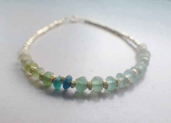 ☆再販☆Sea Roman Glass Bracelet *14kgf* 4枚目の画像