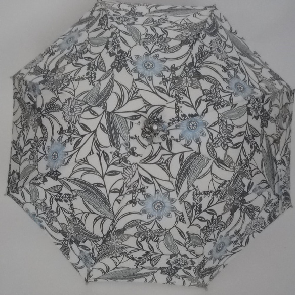 大島紬の日傘　「ブルーポピー」 2枚目の画像