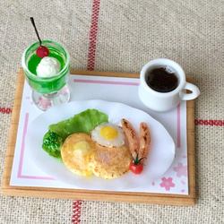 【再販　純喫茶くりいま】ミニチュア　パンケーキセット　食品サンプル 3枚目の画像