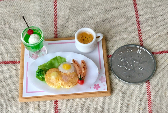 【再販　純喫茶くりいま】ミニチュア　パンケーキセット　食品サンプル 5枚目の画像