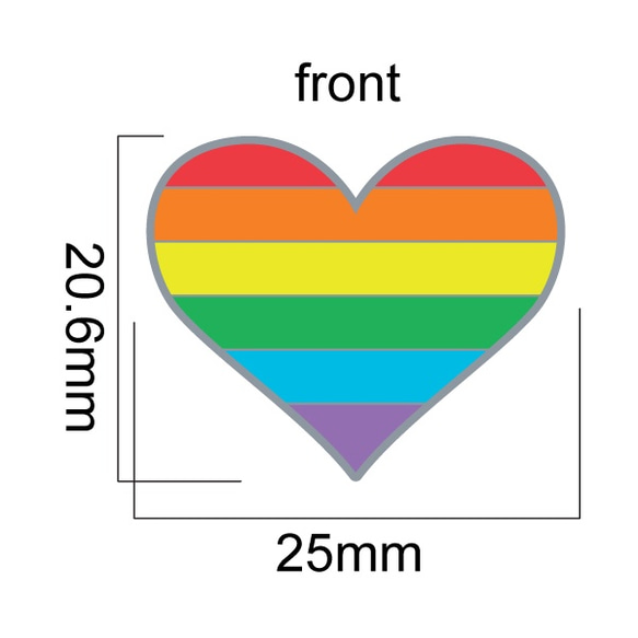 LGBT ハート型 シルバー ピンバッジ 5枚目の画像