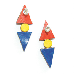 Sonniewing Geometric Leather Earrings（925スターリングシルバーイヤリング） 2枚目の画像