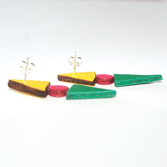 Sonniewing Geometric Leather Earrings（925スターリングシルバーイヤリング） 3枚目の画像