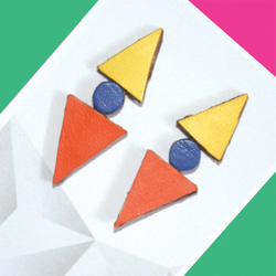 Sonniewing Geometric Leather Earrings（925スターリングシルバーイヤリング） 1枚目の画像