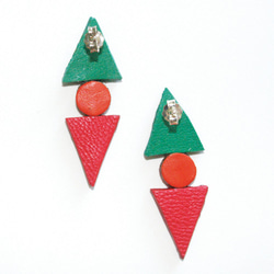 Sonniewing Geometric Leather Earrings（925スターリングシルバーイヤリング） 2枚目の画像